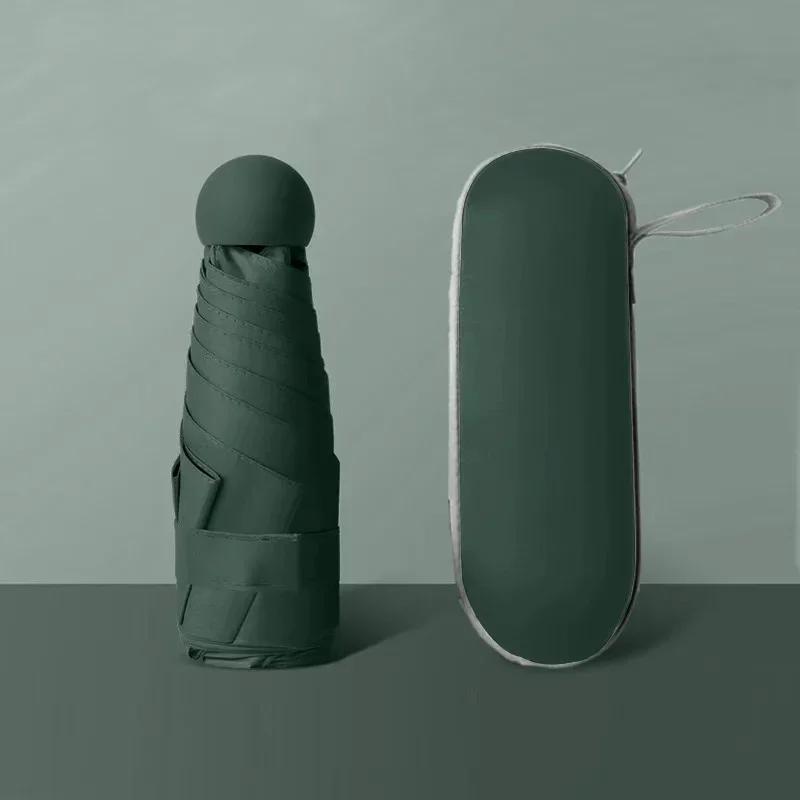 Parapluie capsule portable mini parasol protection solaire pluie parapluie noir poignée en alliage de caoutchouc pliable soleil pluie double usage