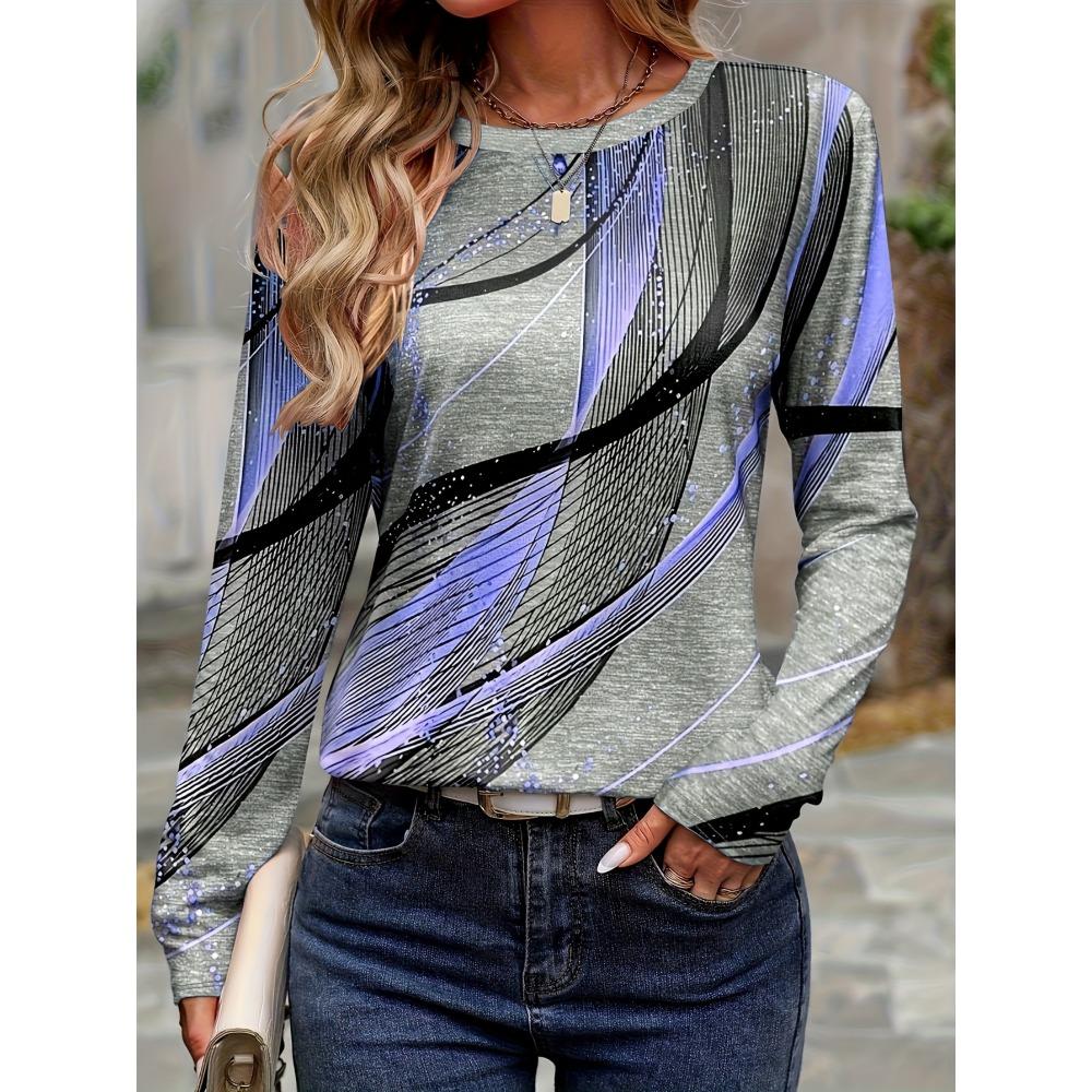 2026 New Women's Black White Striped Orange Trim Knit Sweater Long Sleeve Crew Neck Loose Fit Casual Daily Wear Top