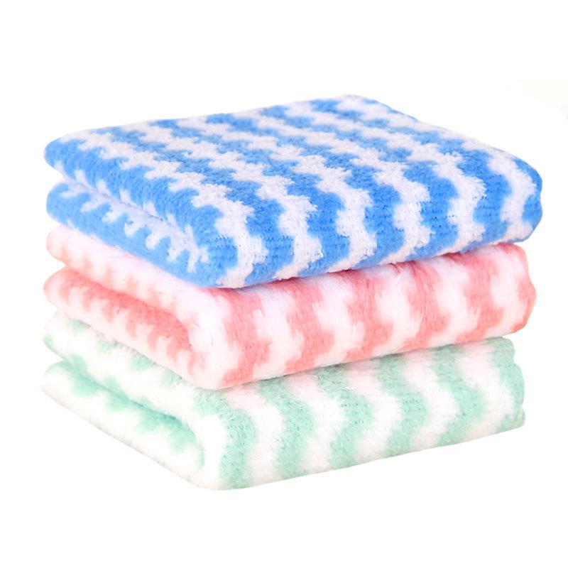 Thick Absorbent Striped Coral Fleece Cleaning Cloth 20x20 cm