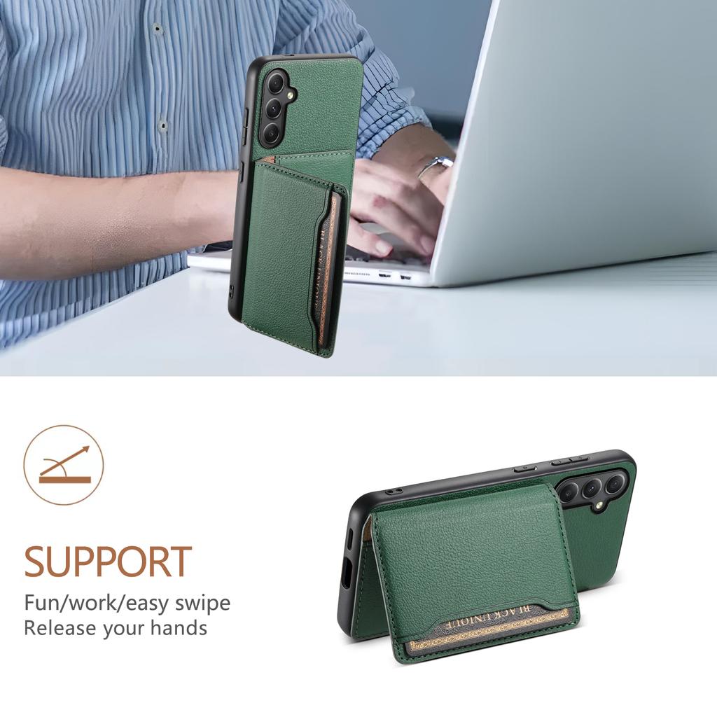 For Samsung Galaxy A35 5G Phone Case Kickstand Card Slots Leather+PC+TPU Hybrid Cover