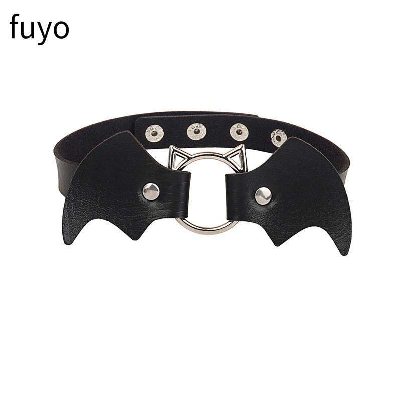 2025 Gothic Collar For Girls Leather Choker Necklace Goth Heart Cat Wing Studded Choker Punk Necklaces Women Cosplay Jewelry