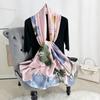 New new silk satin long thin scarf female fashionable temperament plant flower printed shawl travel with scarf