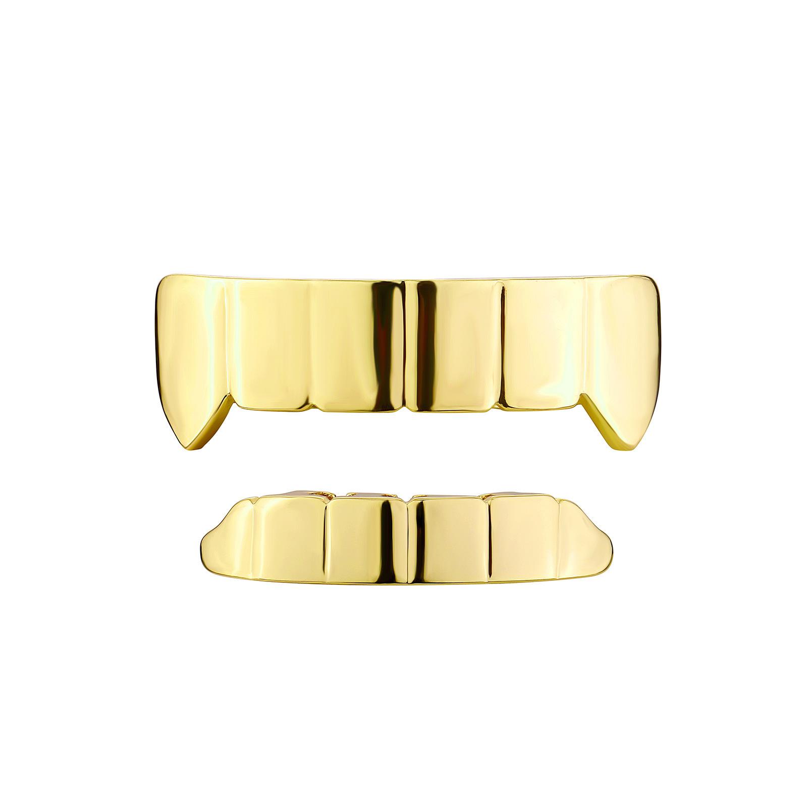 

Hip-Hop Glossy Grillz: Electroplated Hot-Selling Hollow Halloween Teeth Jewelry Silver Upper Teeth