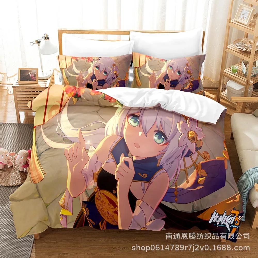 2014 Honkai Impact 3 Sängkläder Set Enkel Twin Full Queen King Size Kawaii Flicka Sängset Tonåring Sovrum Påslakanset 3D-tryck