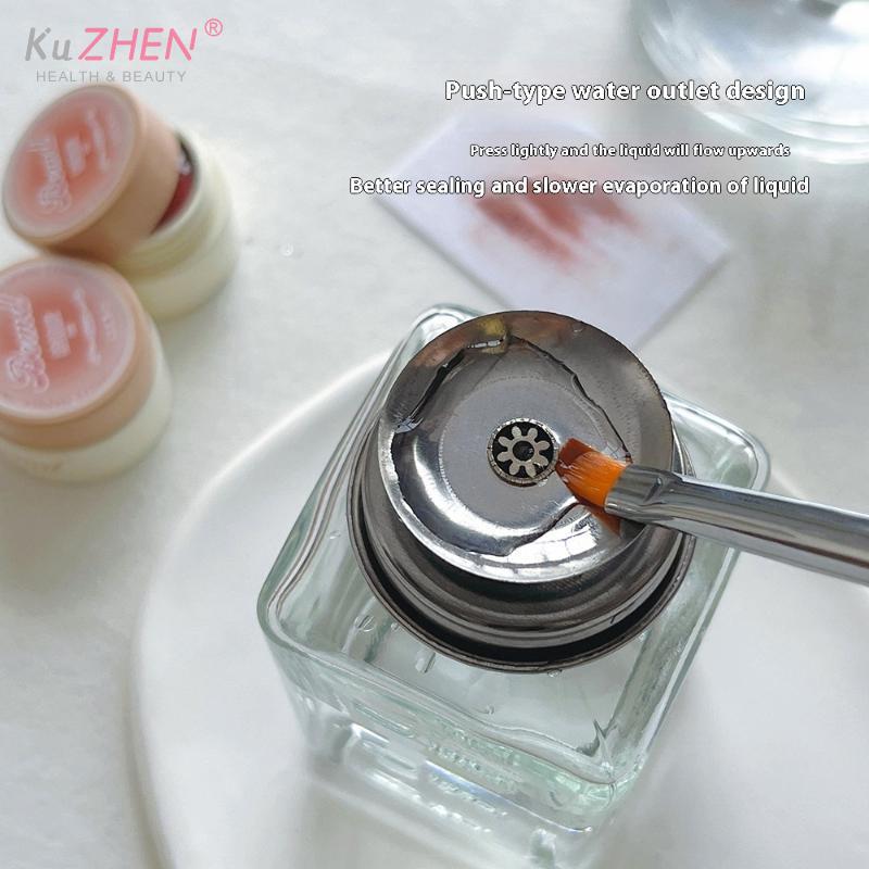 1pc Nail Storage Refillable Glass Bottle Empty Liquid Press Pump Dispenser Nail Art Polish Remover Cleaner Makeup Manicure Tools