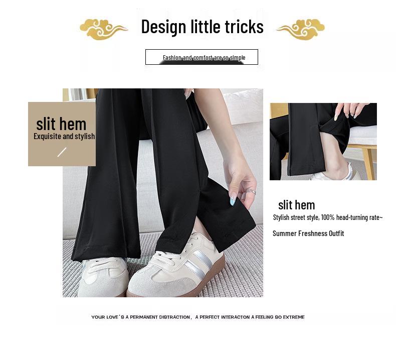 Women's High-Waisted Slit Wide-Leg Micro-Flared Pants - Summer 2025 Collection