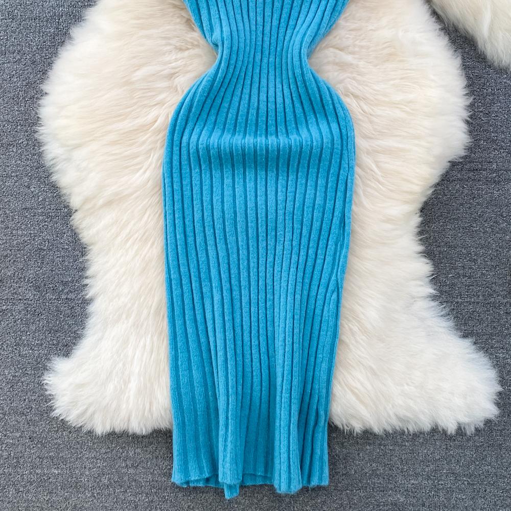 Lazy Style Dlouhý rukáv Kulatý výstřih Volný úpletový top + Dvoudílná souprava vesty s výstřihem do V