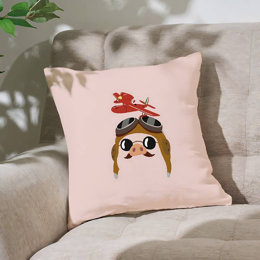 

P-Porco R-Rosso Cartoon Pillow Case Cushion Cover Soft Cute Throw Pillow Case For Car Sofa Pillowcase Polyester With 16x16Inch