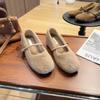 Wool version~ inner height increase outer wear warm shallow mouth single shoes women's one-word buckle versatile gentle Mary Jane Mao Mao shoes