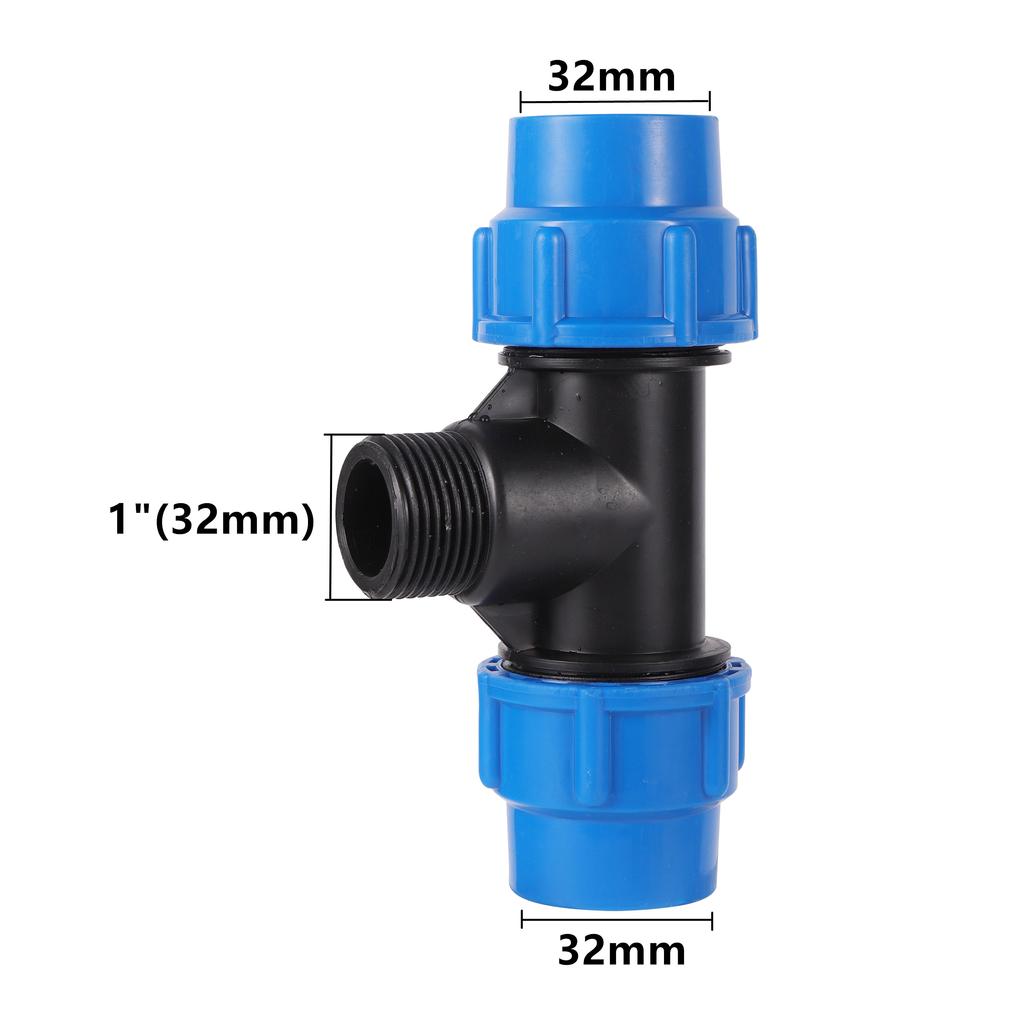 1/2" 3/4" 1" To 20mm 25mm 32mm PE Pipe Locked Tee Farmland Micro-irrigation Sprinkler Irrigation PE Pipe Quick Connection Tee