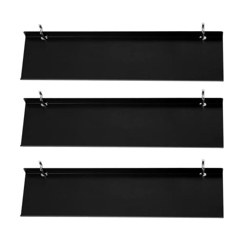 Slim Shelf Mount for Perforated Boards, 7cm Wide x 20, 30, or 40cm Long, with Fixed Shelf Hooks, 20mm Hole Spacing, 5mm Hole Diameter (Black, M30cm, 3
