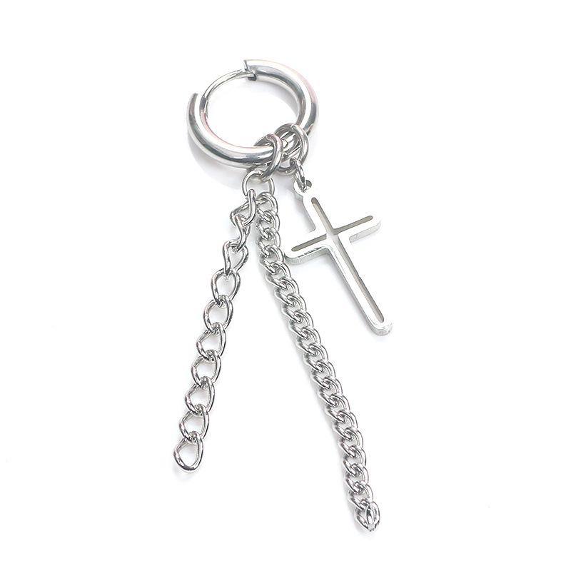 2020 Trendy Korean Cross Tassel Men s Geometric Stud Earrings