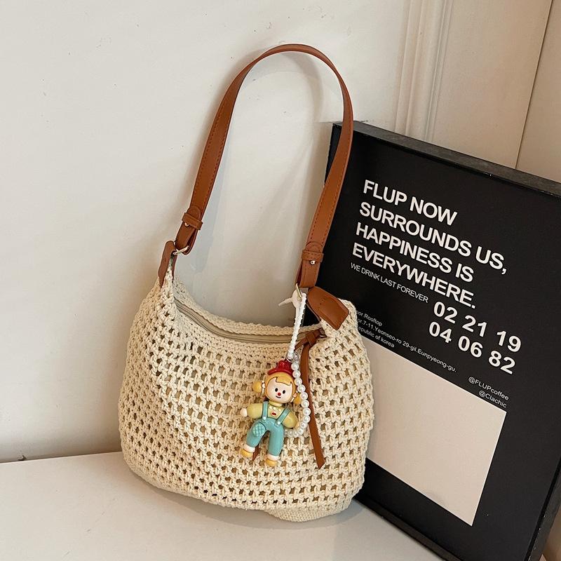 

New French Style Woven Tote Bag Women Casual and Simple Beach Bag Fashiable and Versatile Shoulder Bag Casual Summer Vacati