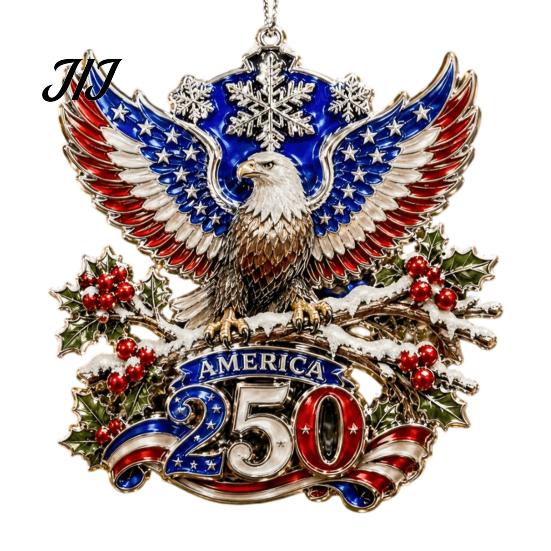 Car Rear View Mirror Accessories 250th Anniversary Christmas Ornament, Acrylic Patriotic Hanging Decor USA Gifts with Eagle Santa Liberty Bell,