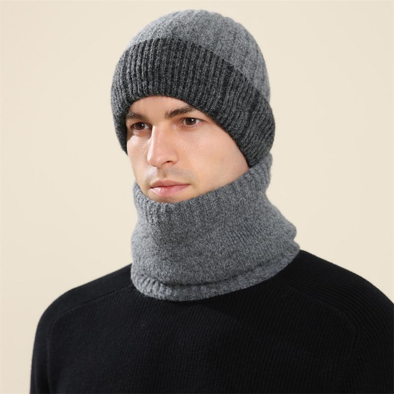 Winter Cashmere Wool Hat Warm Cold-Proof Knitted Hat Scarf Gloves Hat Three-Piece Set