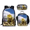 Harajuku Jugendlicher Pflanzenfresser Dinosaurier 3D-Druck 3 Stück/Set Studenten Reisegepäck Laptop Tagesrucksack Rucksack Brottasche Federmäppchen