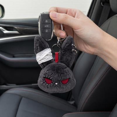 Yousheng Plush Doll with Metal Hanging Loop, Dark Style Rabbit Pendant Plush Toy, Funny Expression Plush Doll, Stress Relief Collectible