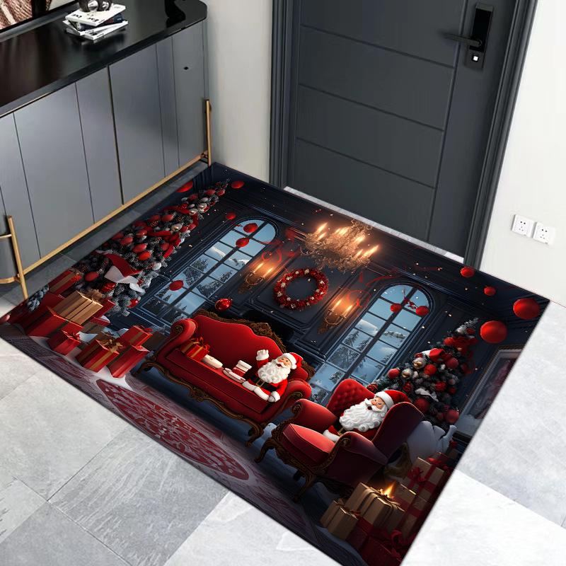 Cross-border Christmas Cartoon Entrance Mat for Hallway or Living Room Decor