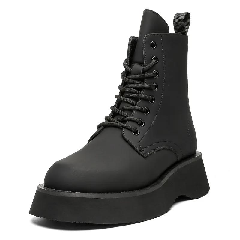 

Зимние мужские модные ботинки для активного отдыха, кроссовки с высоким верхом, обувь в стиле панк для мотоцикла, мужские повседневные кожаные уличные ботильоны для мужчин 44 чёрный