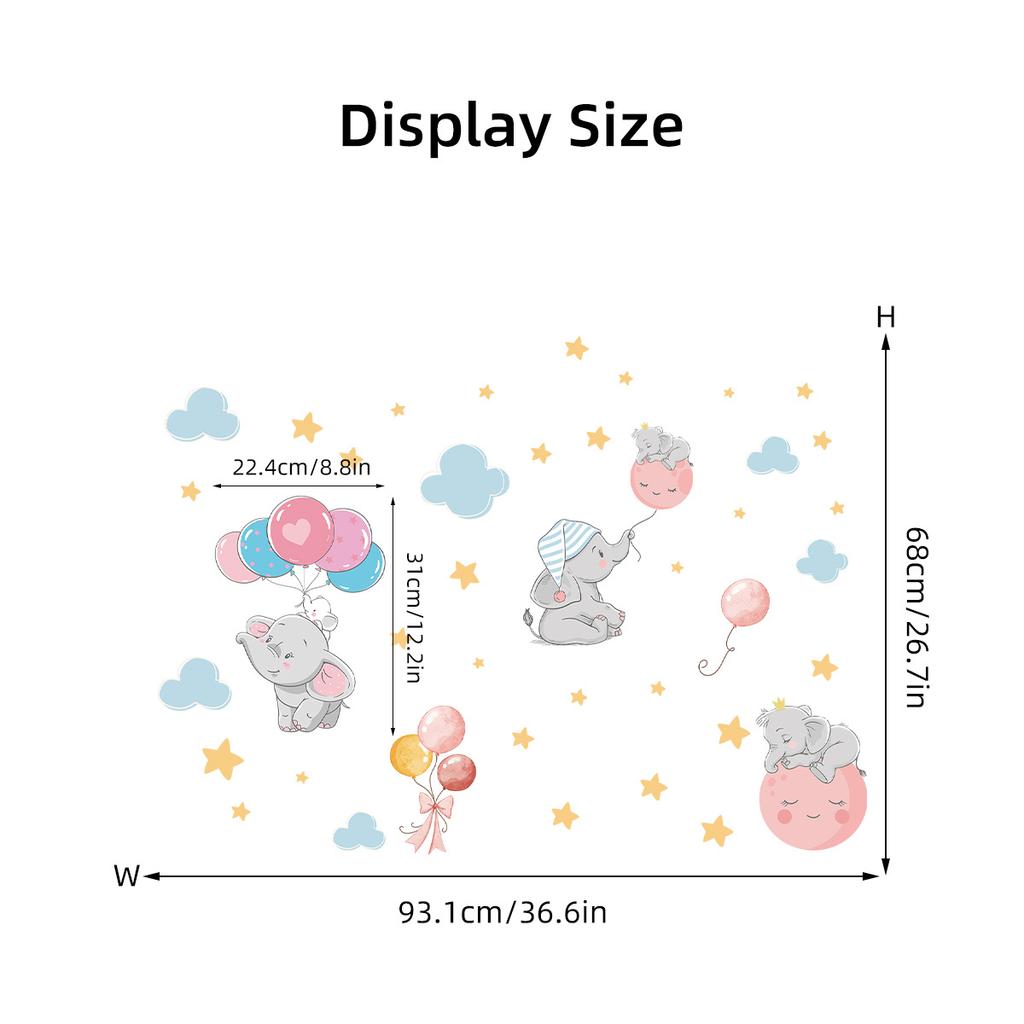 Cute Rabbit Balloon Wall Stickers for Girls Room Baby Nursery Kindergarten Background Wallpaper Wall Decals Bedroom Living Room