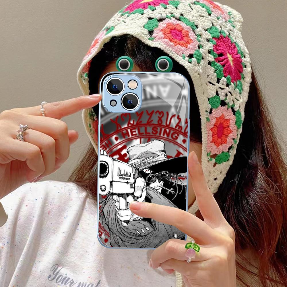 Alucard Hellsing Anime Phone Case Tempered Glass For iphone 14 13 12 11 Pro Mini XS MAX 14Plus X XS XR Cover