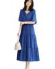Yino Long Short Flared High Relaxed Everyday Summer Women's Dress, Sleeve, Sleeve, V-Neck, Waist, Lined, Fit, Slimming, Stylish, Feminine, Cute, Wear,