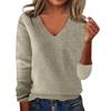 Women's Fashion Loose V-Neck Long Sleeve Bottom Shirt Top Knitted Sweater