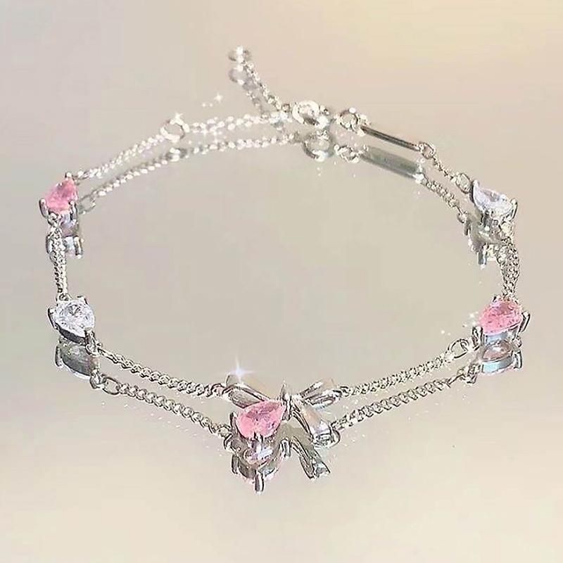 

Браслет с цветущей вишней для женщин и девочек, блестящие цветочные браслеты с бантом, браслеты, украшения для вечеринок, аксессуары, подарки