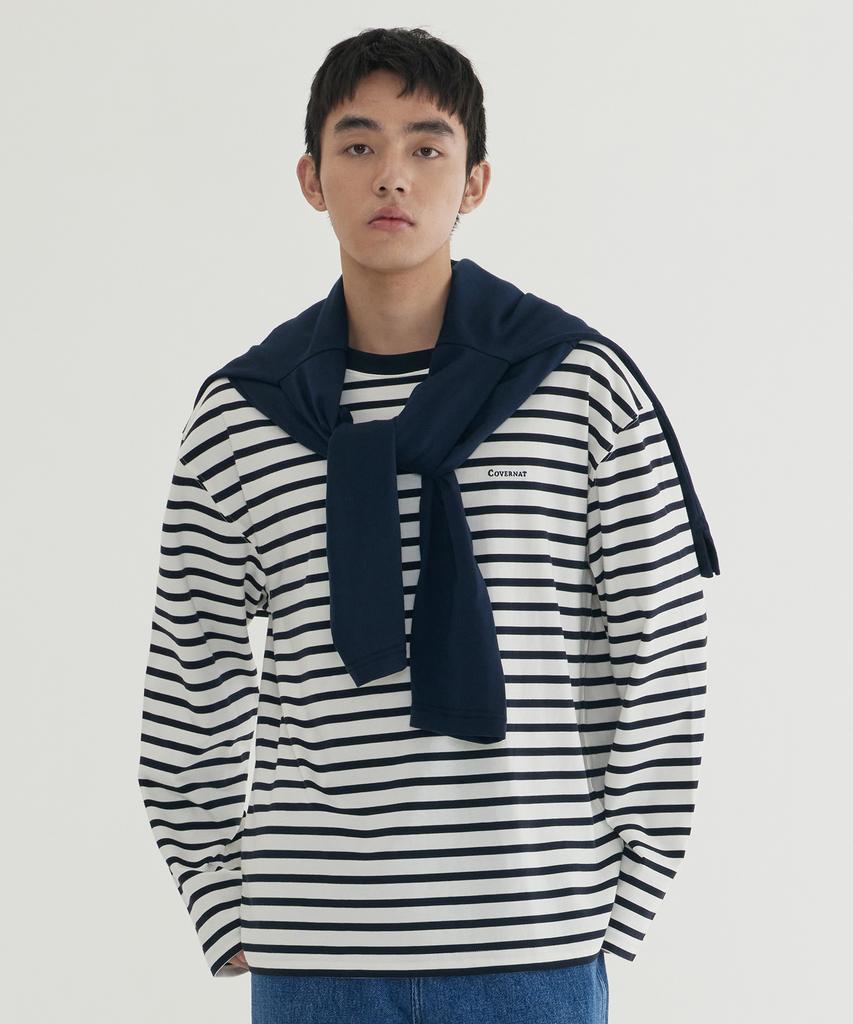 COVERNAT Striped Long Sleeve Dark Navy