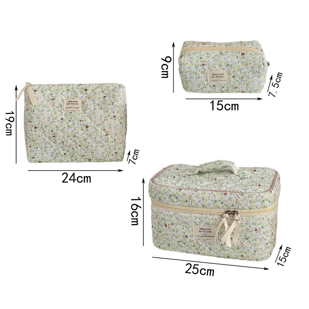 Ins Style Korduroy Ästhetischer Kosmetik-Organizer Große Kapazität Reißverschluss Floral Make-up Tasche Hautpflege Clutch Kosmetik