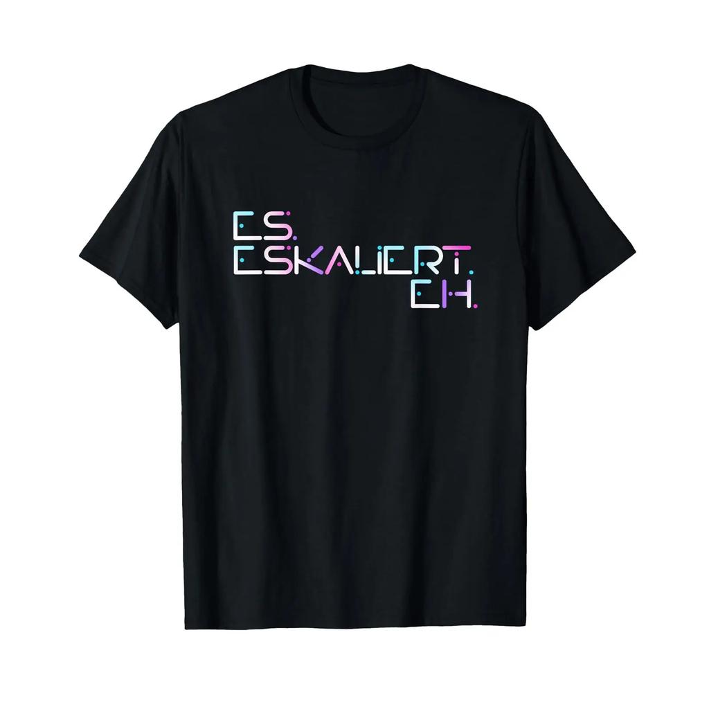 It Escalates Eh Raver Techno Hardbeat Party T Shirt Vintage Slightly Graphic Homme Unisex Versatile Comfortable