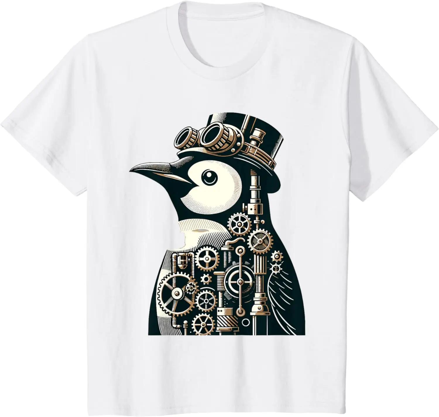 

Cool Steampunk Mechanical Penguin Lover Vintage Penguin TShirt for Unisex Women Teens All Seasons Cotton Short Sleeve Soft S