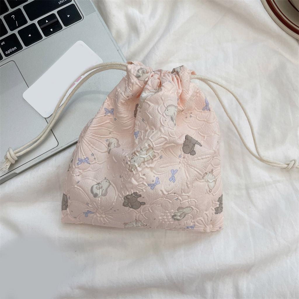 Niedlicher Cartoon Kordelzugbeutel Aufbewahrungsbeutel Kompakte Kosmetiktasche Make-up Organizer für Pinsel Schlüssel Reise-Essential