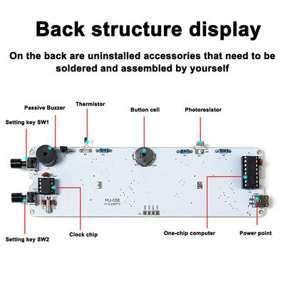 LED Electronic Clock Kit Four Light Control Modes Alarm Clock Time Error Correction Function