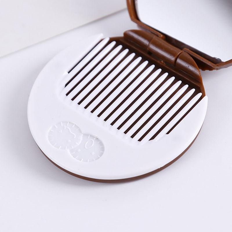 Cute Mini Mirror Portable Makeup Mirrors with Comb Girls Women Pocket Mirrors Chocolate Cookie Shaped Cosmetic Mirror