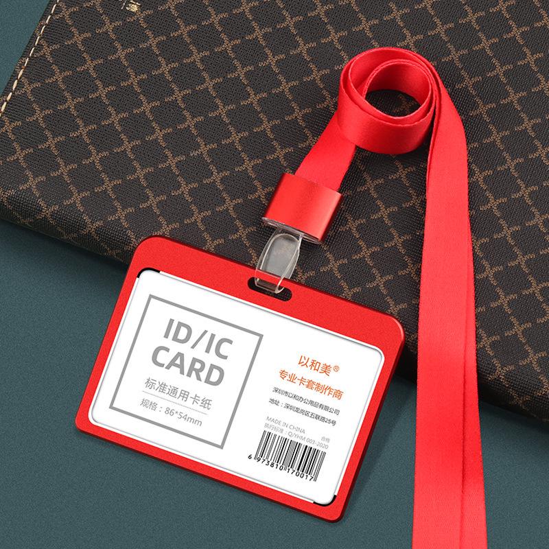 Aluminum Alloy ID Badge Holder with Lanyard for Employee, Student, or Conference Pass Customization