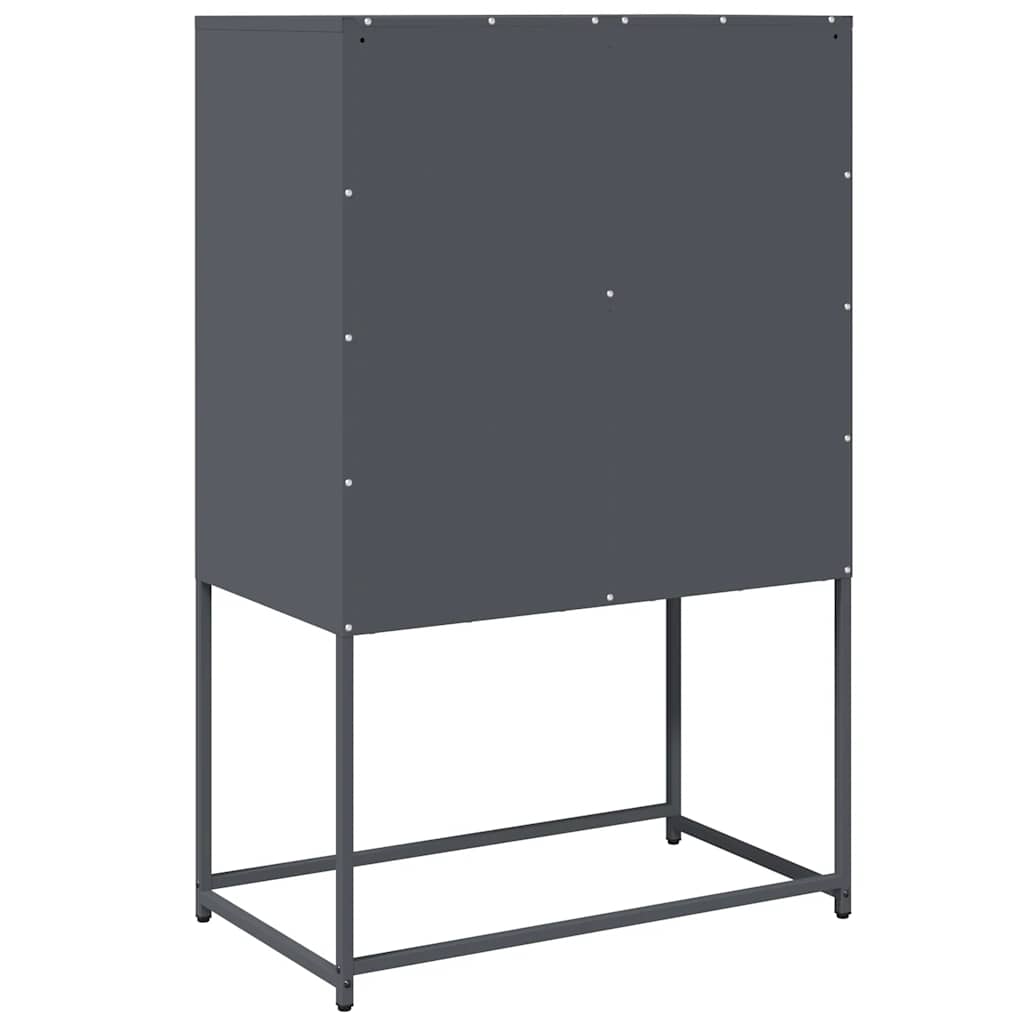 Komoda Wysoka Antracyt 68X39X107 Cm Stal