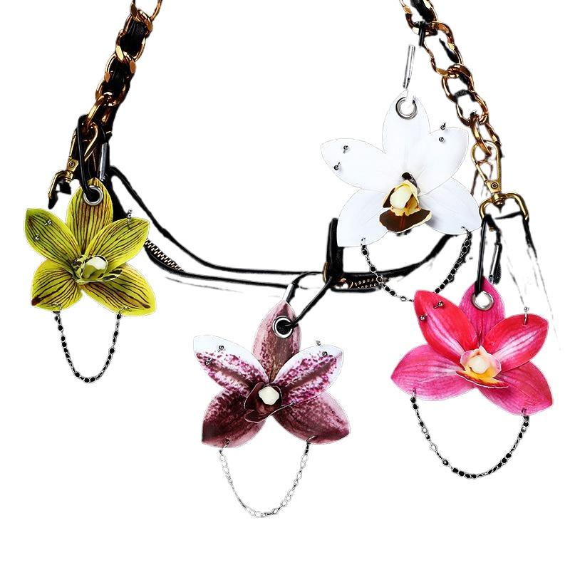 Kreative Simulations-Orchideen-Blumen Schlüsselanhänger Anhänger Rucksack Dekoration Zubehör Geschenke