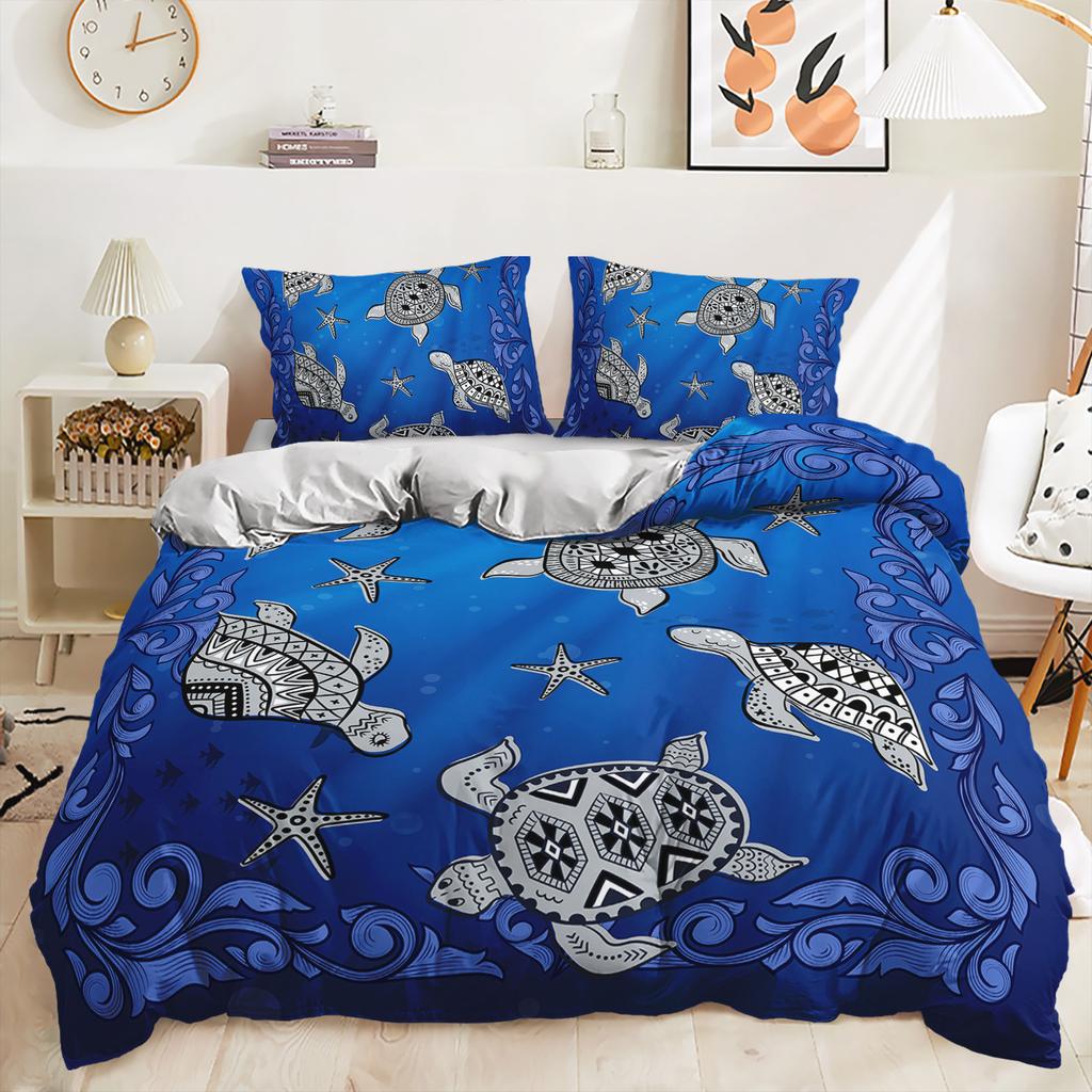 Three-Piece Marine Life Sea Turtle Quilt Cover Bedding Digital Printing Kit
