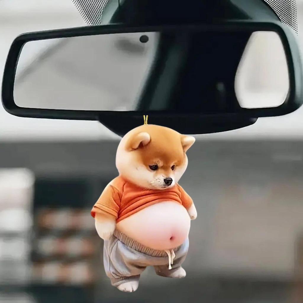 Animal Car Ornaments, Car Animal Ornaments | Novelty Fat Cat Dog Car Hangable Accessories