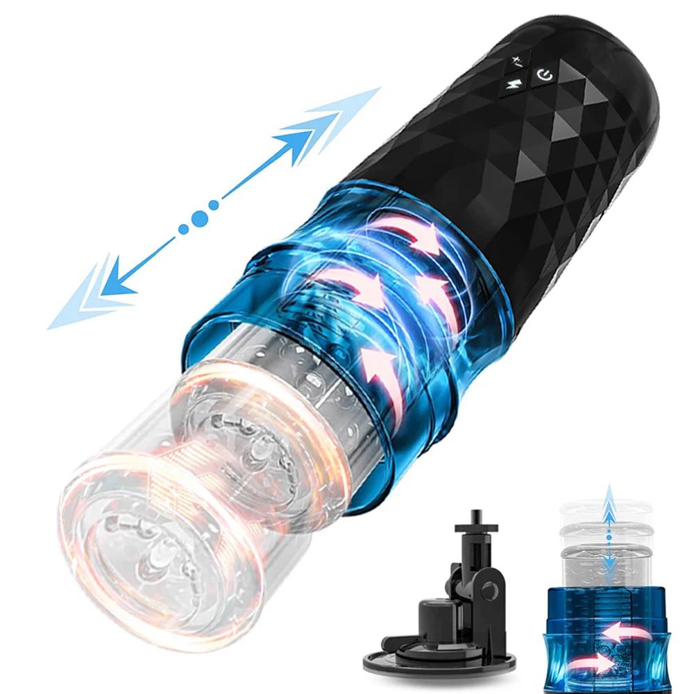 Telescopic Rotation Male Masturbator Cup Vagina Real Pronunciation Automatic Vibrating Masturbation Sex Toys for Adults Men 18