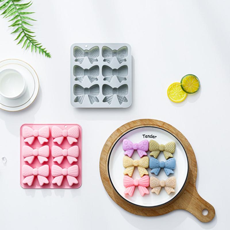 Silikonowa Forma Czekoladowa Kokardka, 6 Komór Mini Kokardki Forma na Cukierki Kokardka Forma na Cake Pop DIY Toppery do Babeczek Dekoracja Ciasta