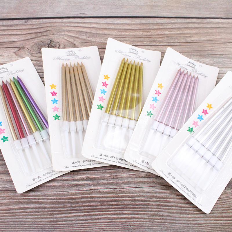New High-end B13 Gold-plated Pencil Candle Birthday Cake Candle Birthday Candle Golden Champagne Color Candle