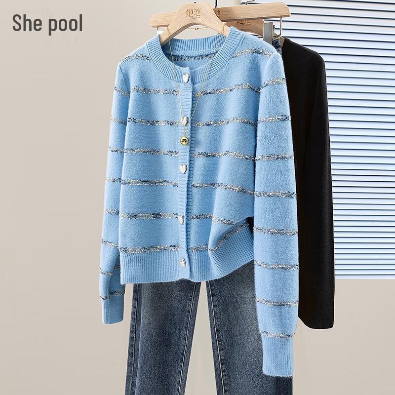 Women's Little Fragrance Style Striped Knit Cardigan