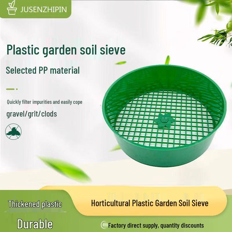 Green Soil Sieve: Plastic Gardening Tool for Filtering Soil, Stones, Gravel, and Particles – Ideal for Planting Succulents.
