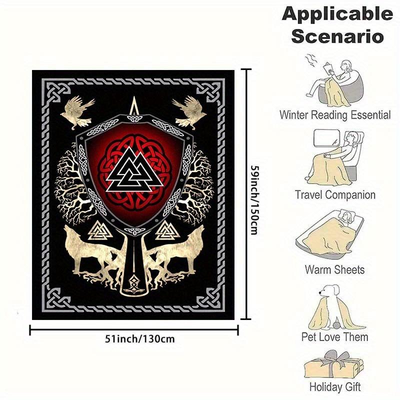 Viking Rune Ultra-Soft Plush Throw Blanket Fabric Perfect for At Home Office Car and Camping Vibrant Colors Durable Easy To Care