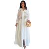 Elegant White Floral Embroidered Abaya Coat - Modern Middle Eastern Fashion