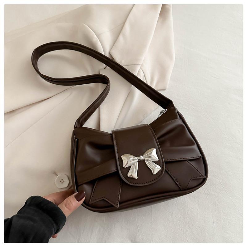 Trendy Bow Shoulder Bag for Women, Handbag, Casual Underarm Bag, Daily Commuting Bags, PU Leather, Banquet Bag, Business