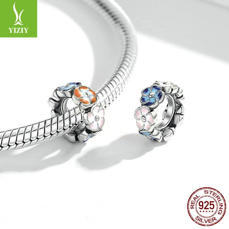 Hydrangea Diy Beaded Silver925 Vintage Plant Flower Bracelet Beads Scc1703