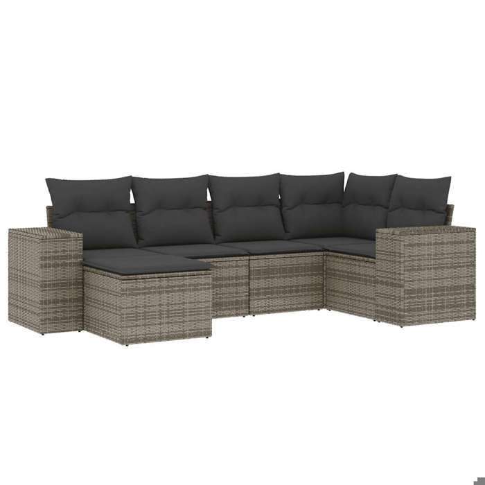VidaXL Garden Lounge Set with Cushions 6 Pcs, Patio Sofas, Patio Furniture Set, Outdoor Furniture, Grey 3222859